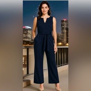 Bold & Chic Shimmering Sleeveless Waist Strap Jumpsuit